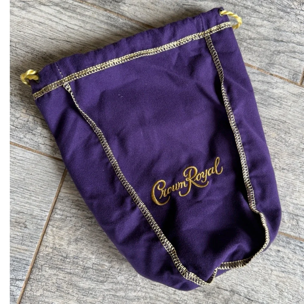 Crown‎ Royal Drawstring Bag Small Purple Gold Logo Pouch 9